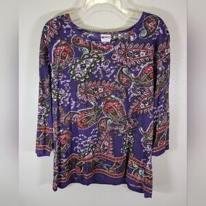 American Sweetheart women's paisley purple top size L